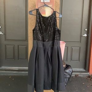 Black zip up dress with beaded design